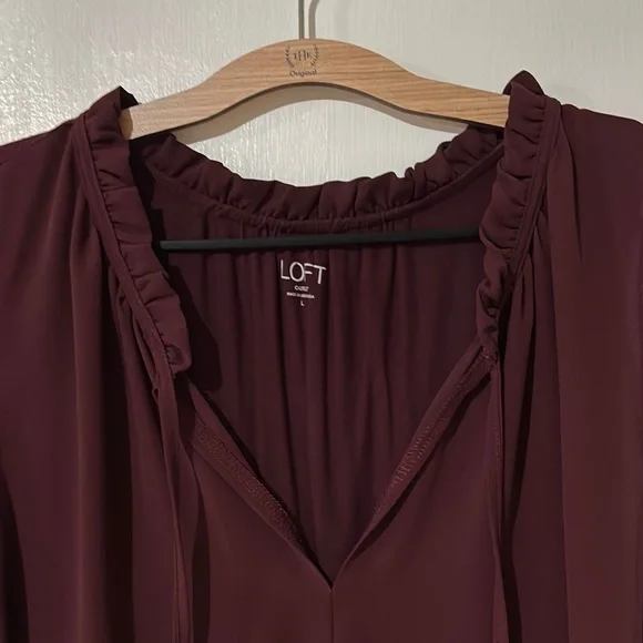 LOFT outlet Burgundy Tie Front Blouse - Picture 5 of 5